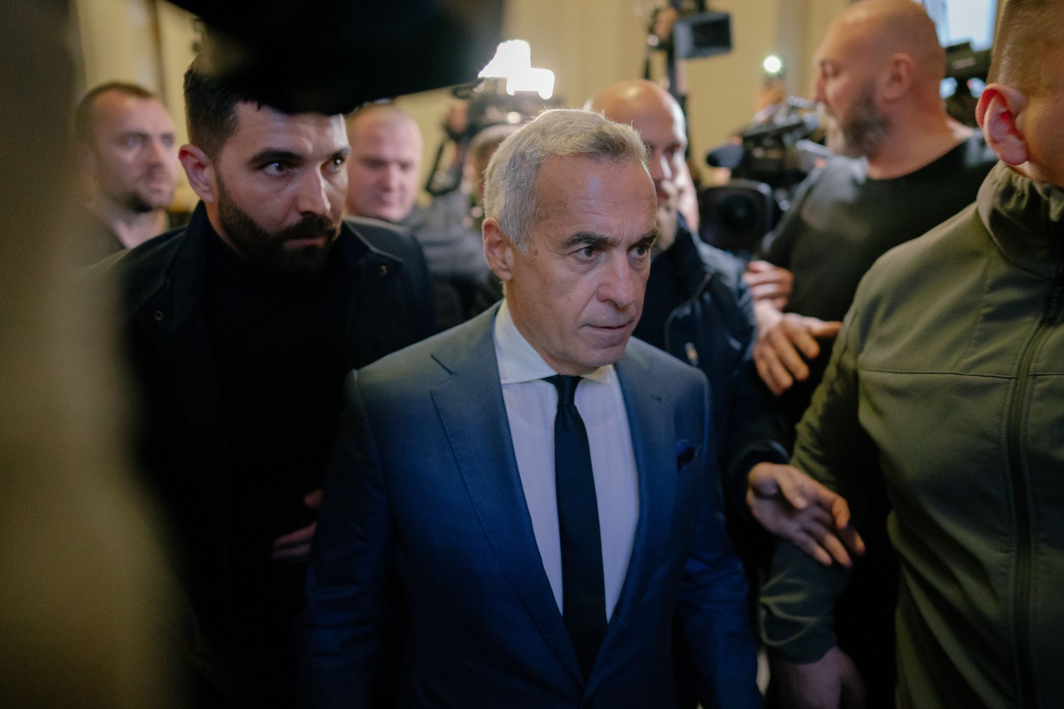Calin Georgescu, Romania's presidential candidate, inside the Bucharest Court of Appeal, in Bucharest, Romania, on Monday, Dec. 30, 2024. Romania's top court annulled the presidential ballot following accusations of Russian meddling. Photographer: Andrei Pungovschi/Bloomberg via Getty Images