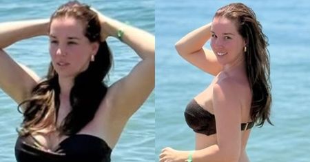 Lil Masti wyłania się z morza, wdzięcząc się do zdjęć w czarnym bikini