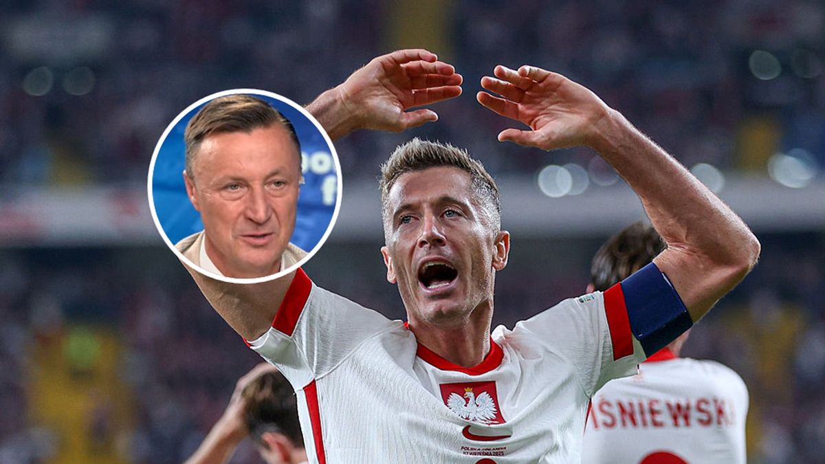   / x.com/PolsatSport i Grzegorz Wajda/SOPA Images/LightRocket via Getty Images / Na zdjęciu: Robert Lewandowski i Tomasz Hajto (w kółeczku)
