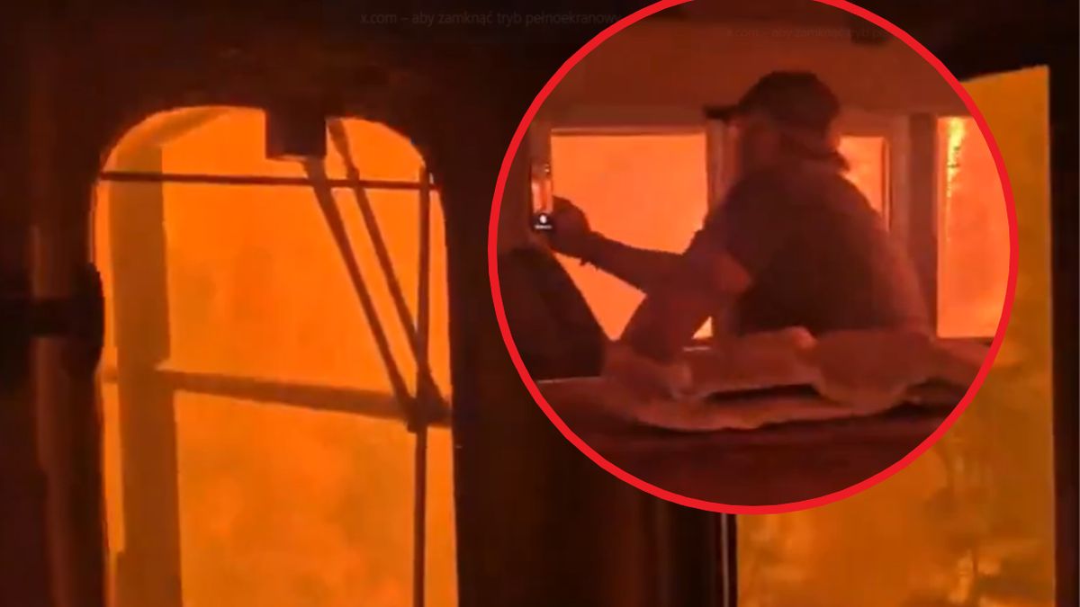 Nagrali moment, w którym wjechali w serce pożaru