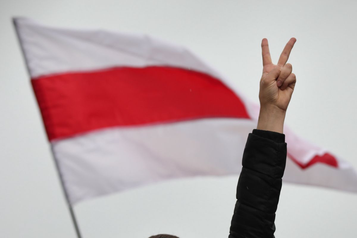 Warszawa. Marsz solidarności z Białorusinami(Fot: Fot. Jakub Włodek / Agencja Gazeta)
