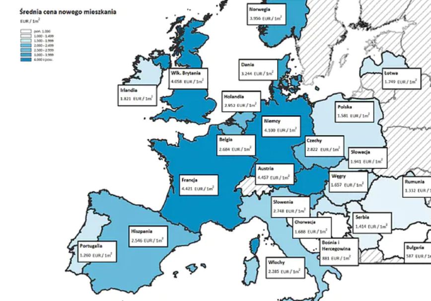 Ceny nieruchomości w Europie. Dane z marca 