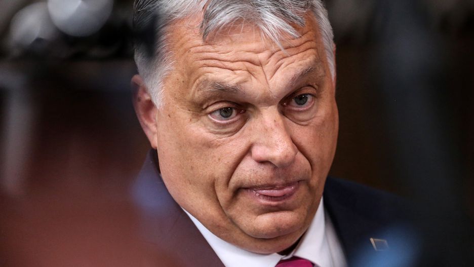 Viktor Orban, Hungary's prime minister, speaks to the media on the first day of a special European Union (EU) leaders summit at the European Council headquarters in Brussels, Belgium, on Monday, May 30, 2022. European Union leaders intend to give their political backing to a ban on Russian oil, paving the way for a possible agreement next month on a sixth package of sanctions targeting Moscow for its invasion of Ukraine. Photographer: Valeria Mongelli/Bloomberg via Getty Images
