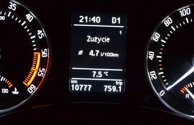 Wskaźnik zużycia paliwa Skoda Octavia RS