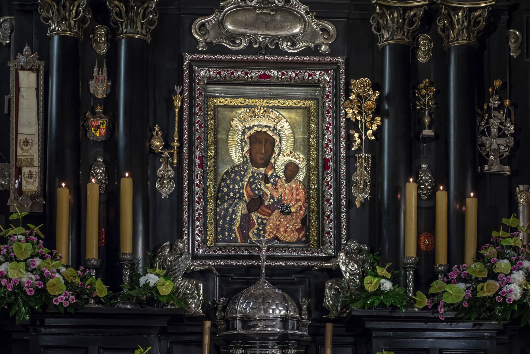 Czestochowa, Poland, March 19, 2020: Jasna Gora Monastery: chapel and Wonderful Image of the Black Madonna of Czestochowa (Our Lady of Czestochowa)
Anniversary, Eucharist, Jesus, Our Lady, Poland, Queen of Poland, altar, architecture, art, black madonna, candles, celebration, chapel, chapel of jasna gora, clarus mons, clemens xi, coronation, crowns, czestochowa, decoration, entrustment, faith, first lady, god's mother, gold, image, jasna gora, luminous mount, mary, mass, monastery, new crowns, our lady of czestochowa, painting, pauline, pauline monastery, pauline priest, pilgrim, pilgrims, prayer, priests, queen, religion, religious, rose, stole, tabernacle, thanks, tourism, travel, treasure, votive offering, wonderful image, wonderful painting, anniversary, eucharist, jesus, our lady, poland, queen of poland, altar, architecture, art, black madonna, candles, celebration, chapel, chapel of jasna gora, clarus mons, clemens xi, coronation, crowns, czestochowa, decoration, entrustment, faith, first lady, god's mother, gold, image, jasna gora, luminous mount, mary, mass, monastery, new crowns, our lady of czestochowa, painting, pauline, pauline monastery, pauline priest, pilgrim, pilgrims, prayer, priests, queen, religion, religious, rose, stole, tabernacle, thanks, tourism, travel