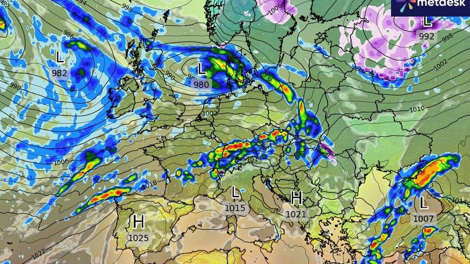 Opady deszczu nad Europą i Polską w poniedziałek wieczorem