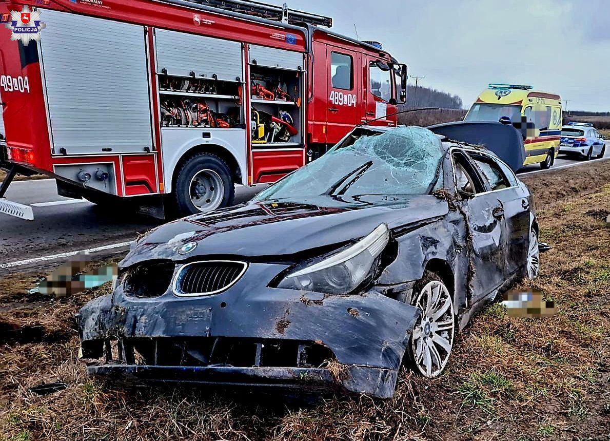 Miał 3 promile, dachował BMW na drodze wojewódzkiej