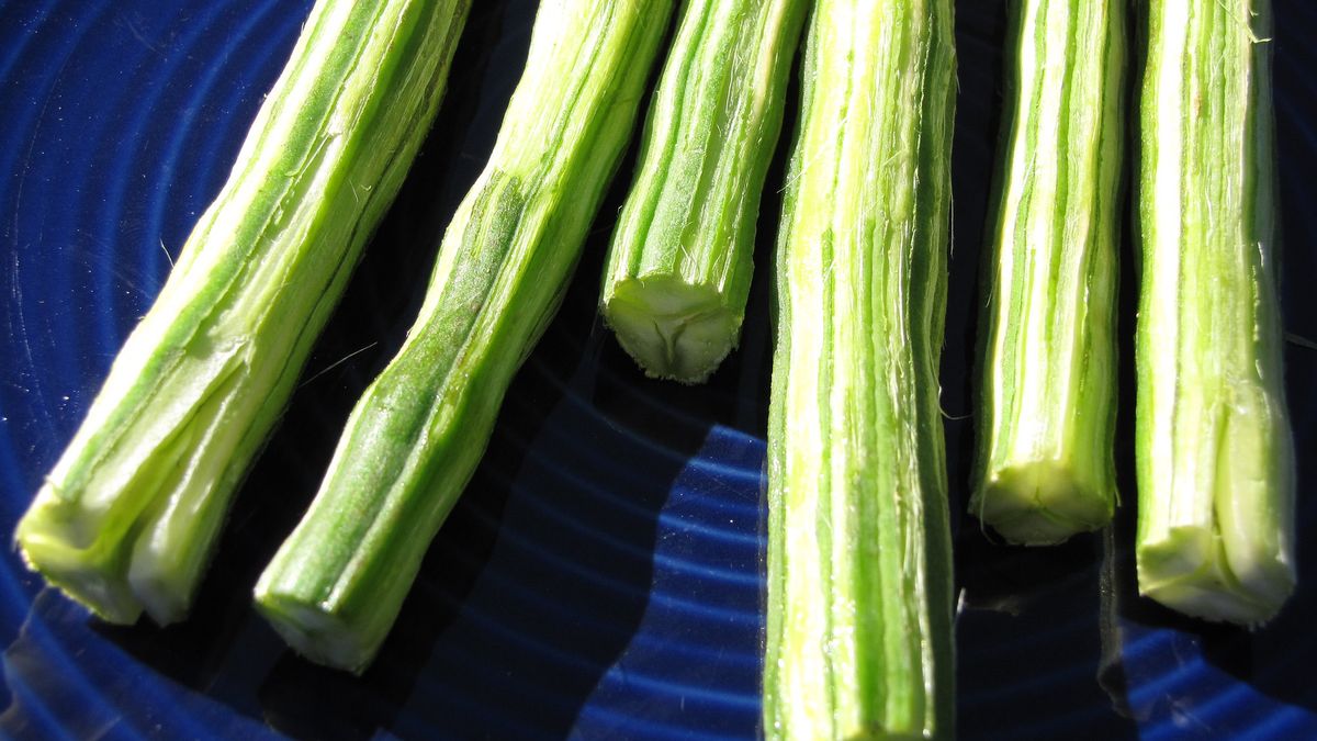 Gotowane strąki moringi olejodajnej z dodatkiem soli, odsączone