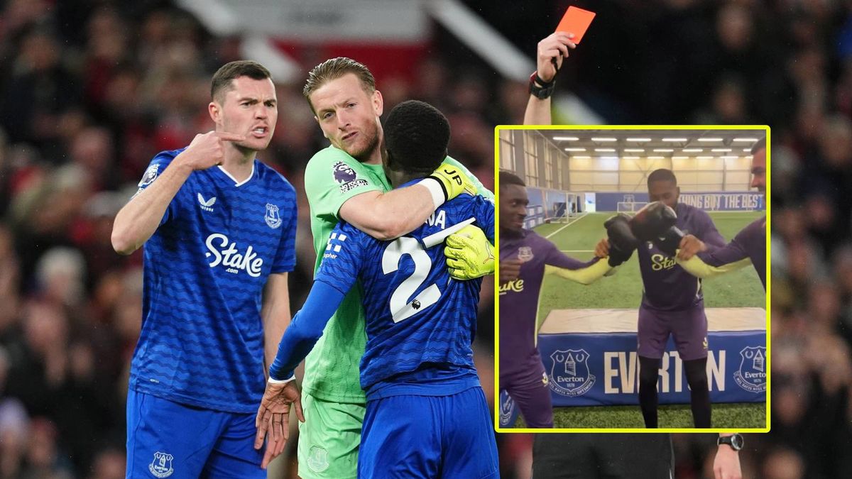 Getty Images / Martin Rickett/Instagram/Thierno Barry / Piłkarze Evertonu i nagranie z mediów społecznościowych