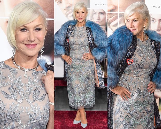 Helen Mirren pozuje w niebieskim futrze