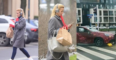 Brodzik nie wyciągnęła nauczki ze swojej stłuczki: DZIEŃ PO WYPADKU przechodzi środkiem ulicy... (ZDJĘCIA)