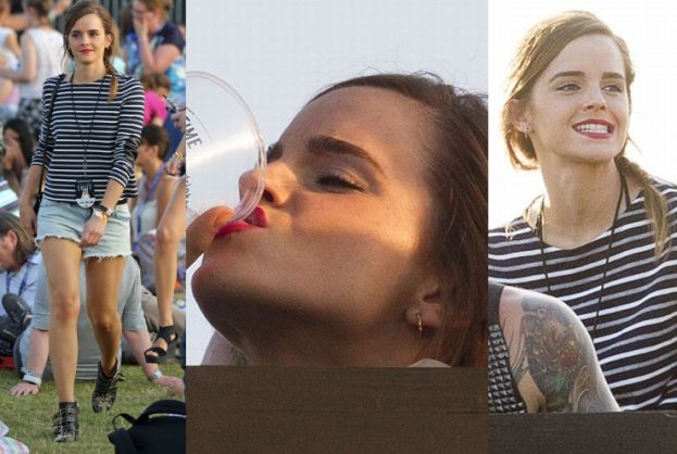 Emma Watson pije piwo na Festiwalu w Hyde Parku (ZDJĘCIA)