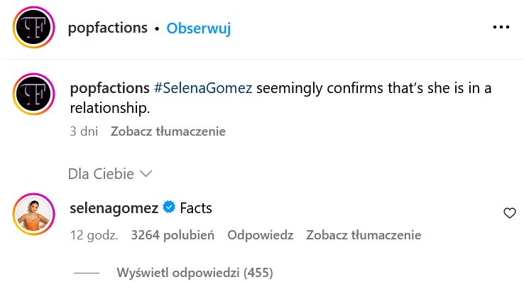 Selena Gomez confirms relationship with Benny Blanco.