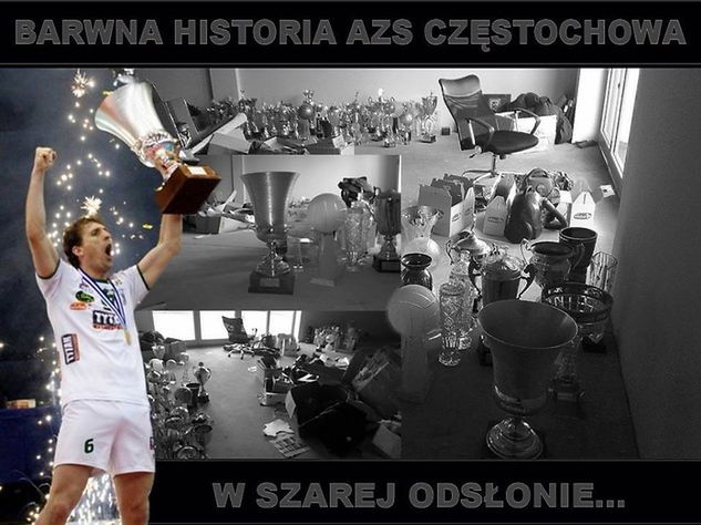 Puchary i trofea AZS-u długo przechowywane były w taki sposób (źródło: facebook.com/pages/Siatkarska-Elita-AZS-Częstochowa)