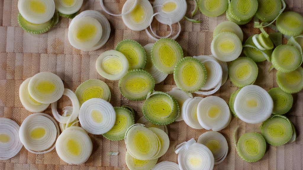 Gotowany por z dodatkiem soli, odsączony