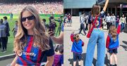 Anna Lewandowska odsłania umięśniony brzuch w koszulce FC Barcelona. Zabrała na mecz Klarę i Laurę (ZDJĘCIA)