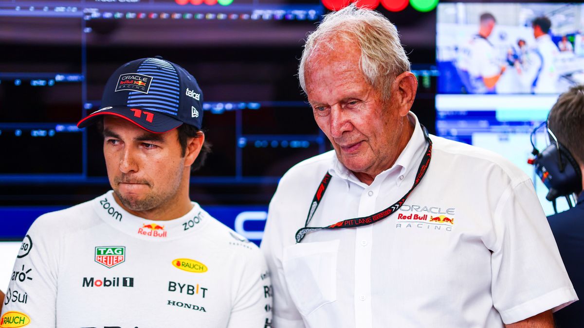 Materiały prasowe / Red Bull / Na zdjęciu: Sergio Perez (z lewej) i Helmut Marko