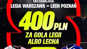 Wielki hit Ekstraklasy! Legia Warszawa - Lech Poznań: zgarnij 400 zł za gola