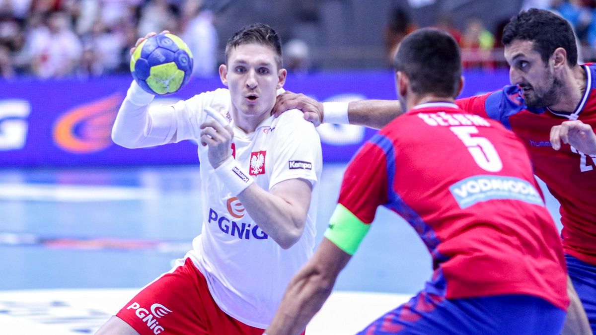 WP SportoweFakty / Krzysztof Betnerowicz / Łukasz Gierak w meczu reprezentacji Polski z Serbią