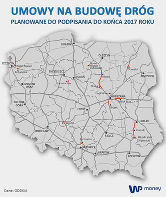 Budowa dróg w Polsce. Money.pl ma pełną listę