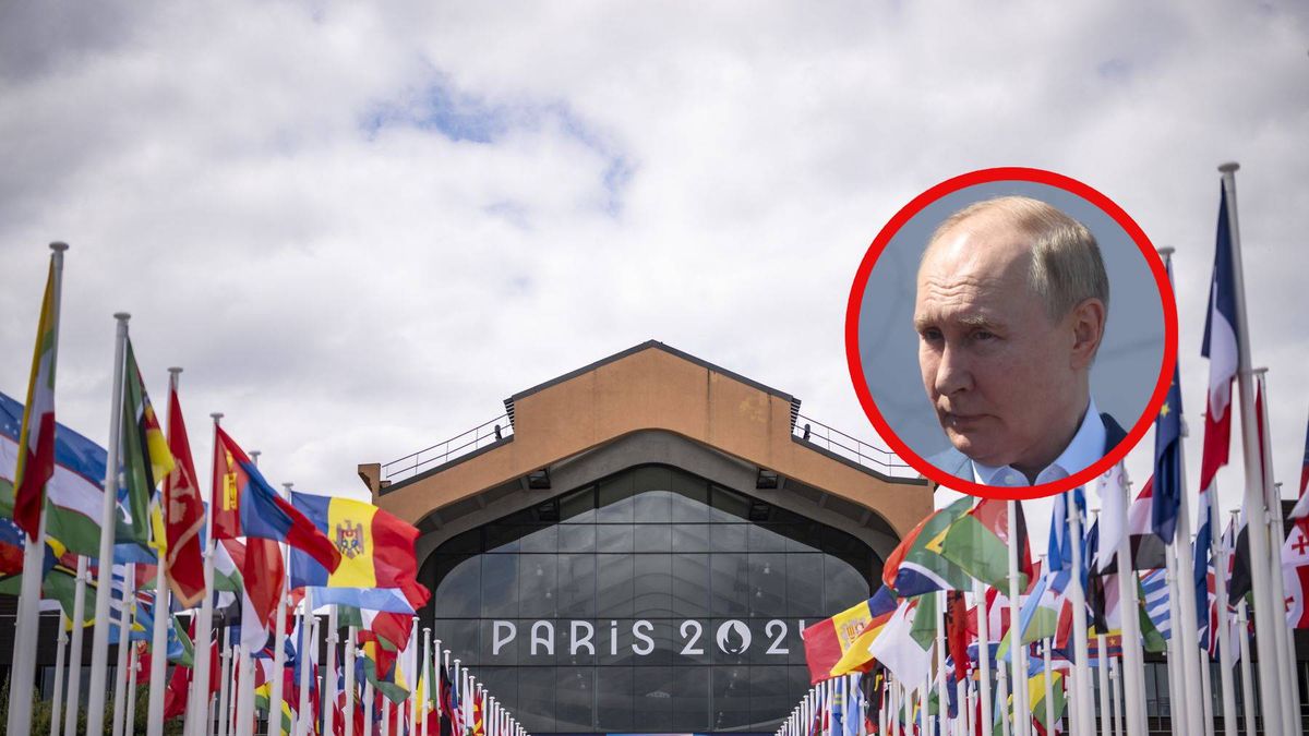 Na zdjęciu: wioska olimpijska, w kółeczku Władimir Putin