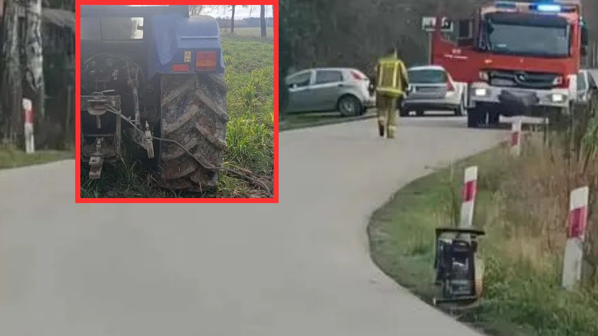 Wypadek w Ciepelowie. Rozciągnęli stalową linkę w poprzek drogi.