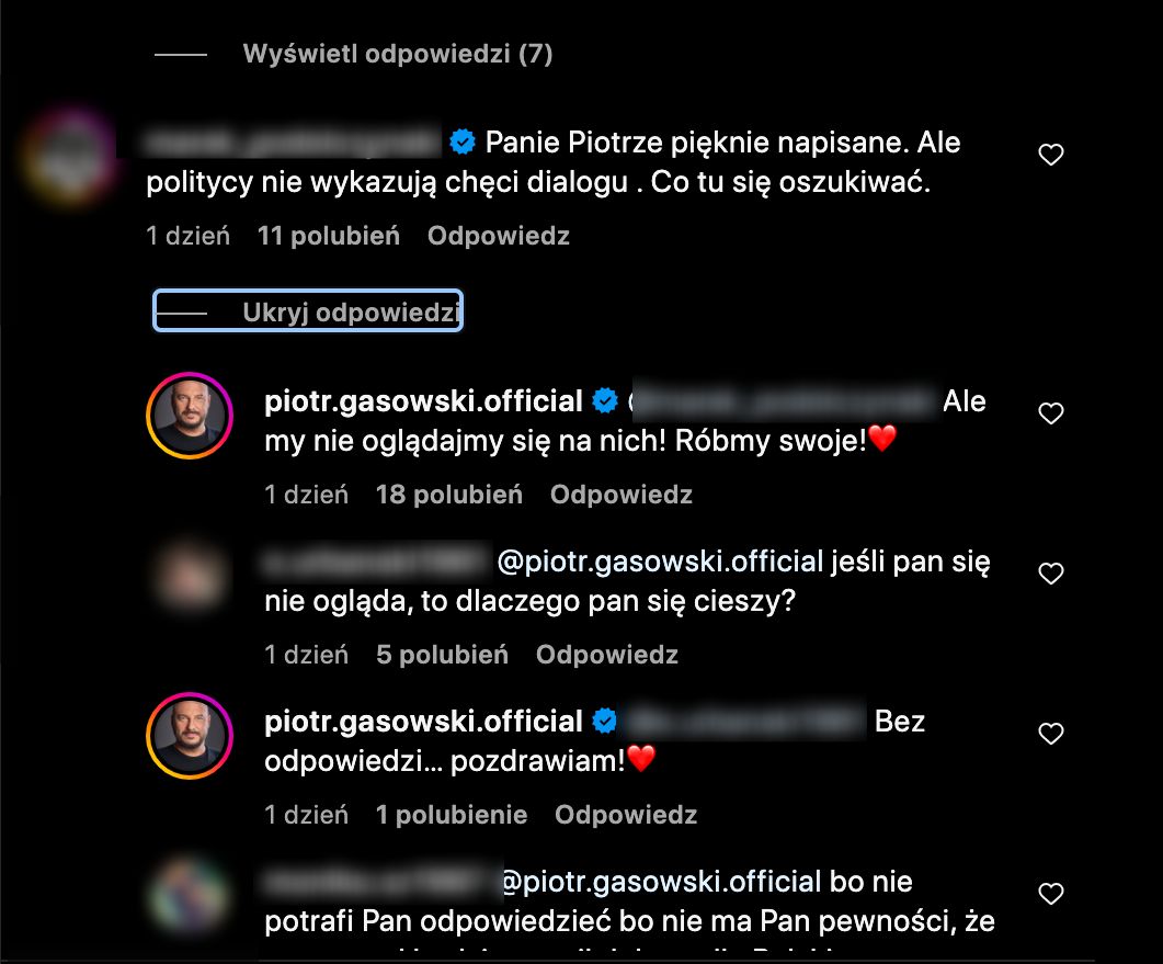 Piotr Gąsowski pod atakiem zwolenników prawicy. Padły mocne słowa