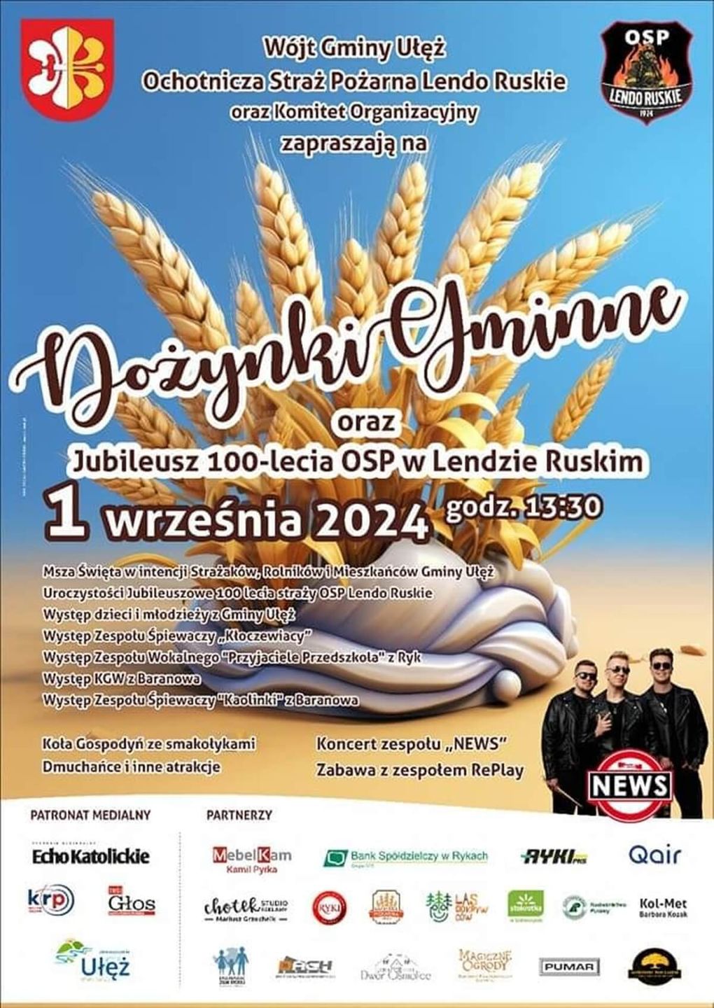 Dożynki w Lendzie Ruskim 2024 - plakat, program wydarzenia