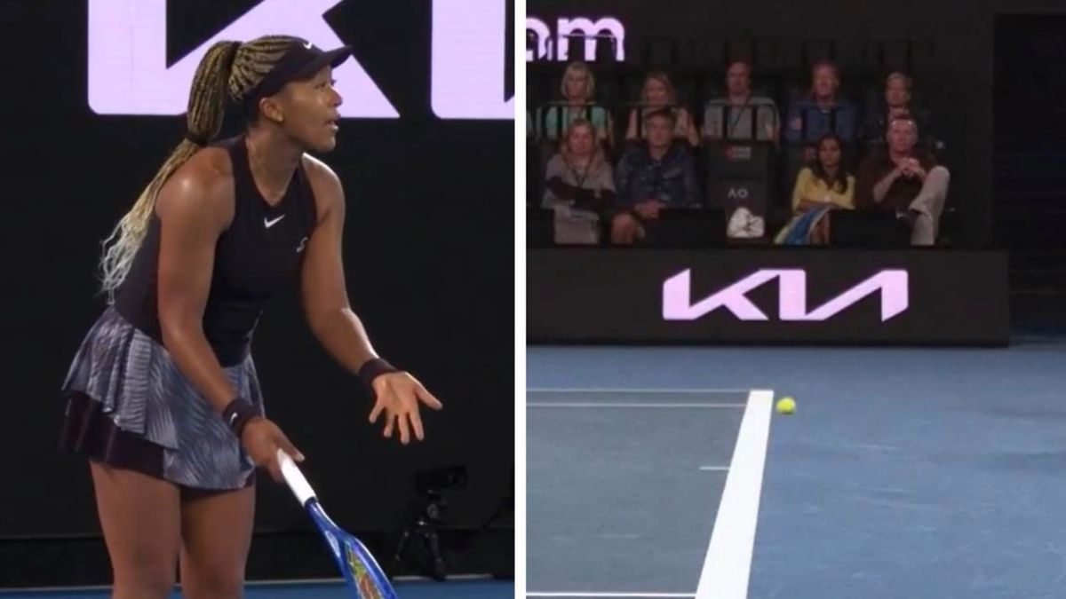 Twitter / Eurosport Polska / Naomi Osaka / zdaniem systemu Hawk-Eye Live, piłka w tej sytuacji nie opuściła boiska