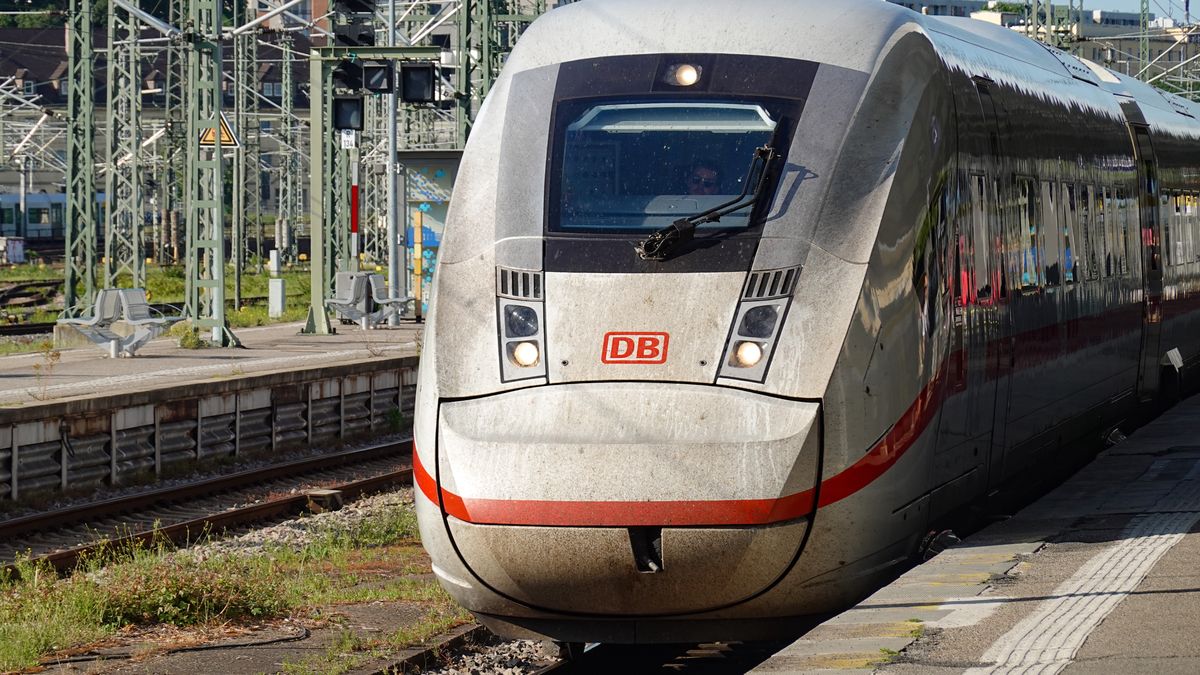 An ICE train of Deutsche Bahn arrives at the platform in Stuttgart, Baden-Wuerttemberg, Germany, on June 21, 2025. (Photo by Michael Nguyen/NurPhoto via Getty Images)