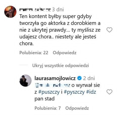 Komentarze pod niepokojącym nagraniem Laury Samojłowicz