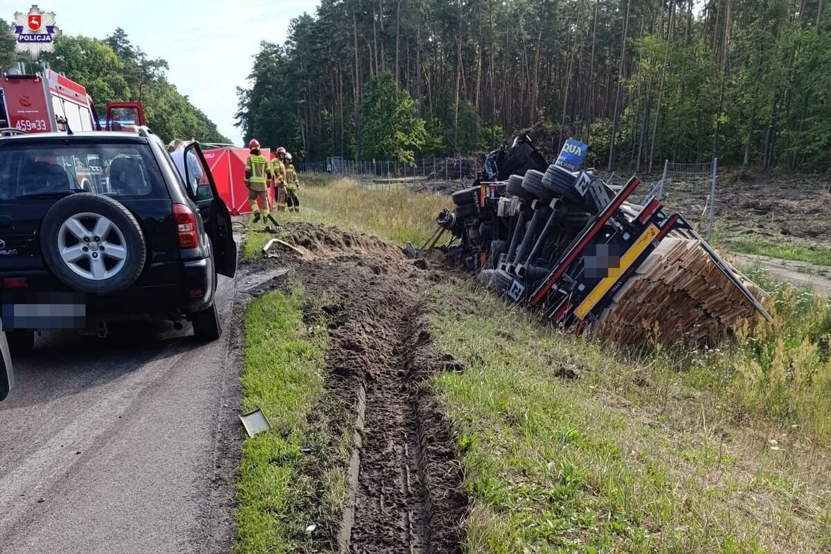 Wypadek na obwodnicy Kocka - zderzenie ciężarówek
