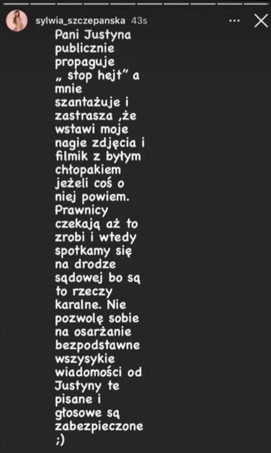 Justyna Gradek grozi Sylwii Szczepańskiej?