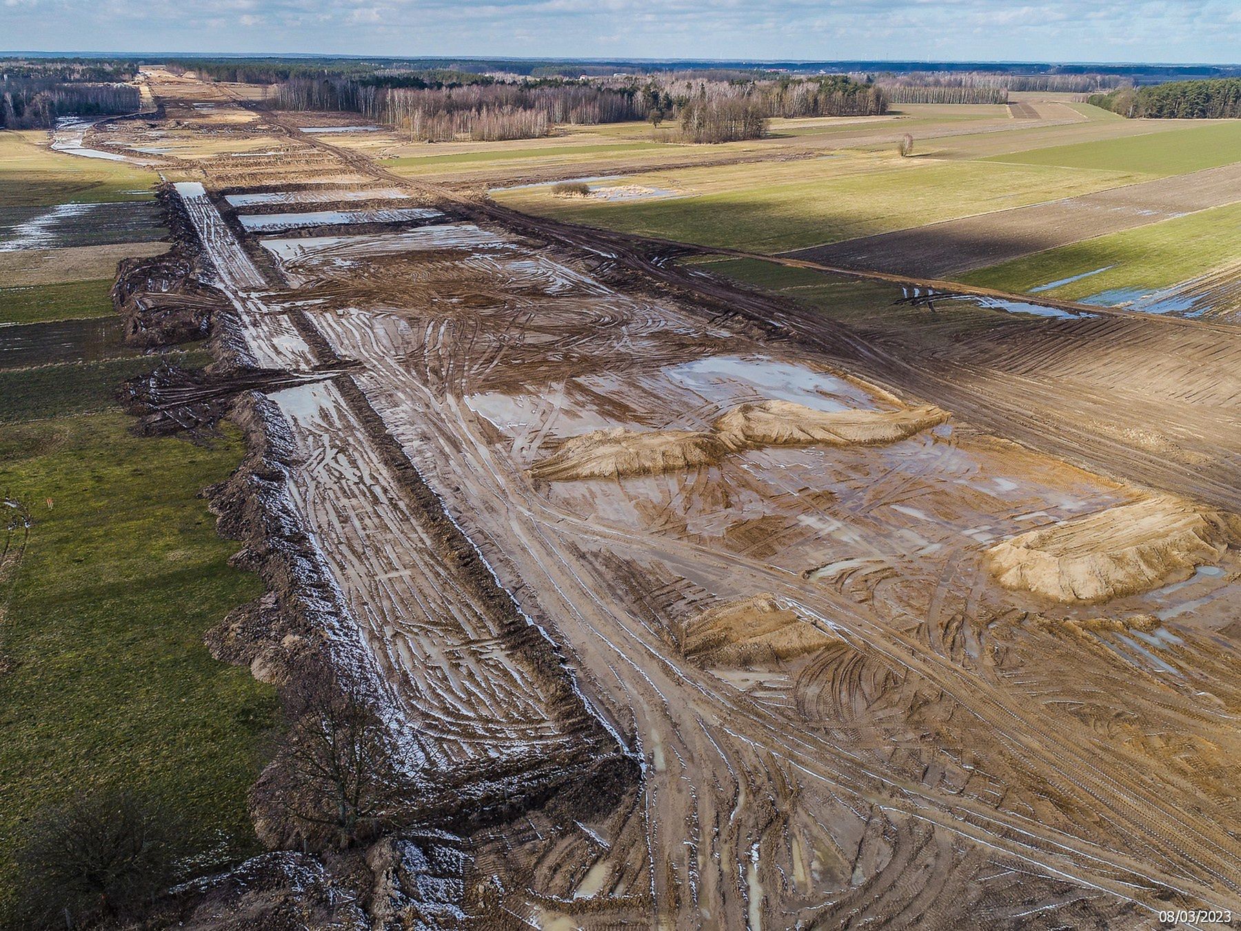 Budowa autostrady A2 odc. Groszki - Gręzów (marzec 2023)