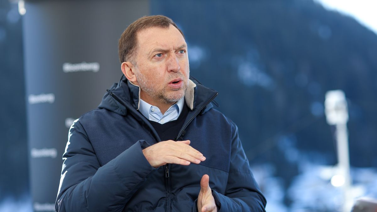 Oleg Deripaska, Russian billionaire, gestures as he speaks during a Bloomberg Television interview on day three of the World Economic Forum (WEF) in Davos, Switzerland, on Thursday, Jan. 23, 2020. World leaders, influential executives, bankers and policy makers attend the 50th annual meeting of the World Economic Forum in Davos from Jan. 21 - 24. Photographer: Simon Dawson/Bloomberg via Getty Images