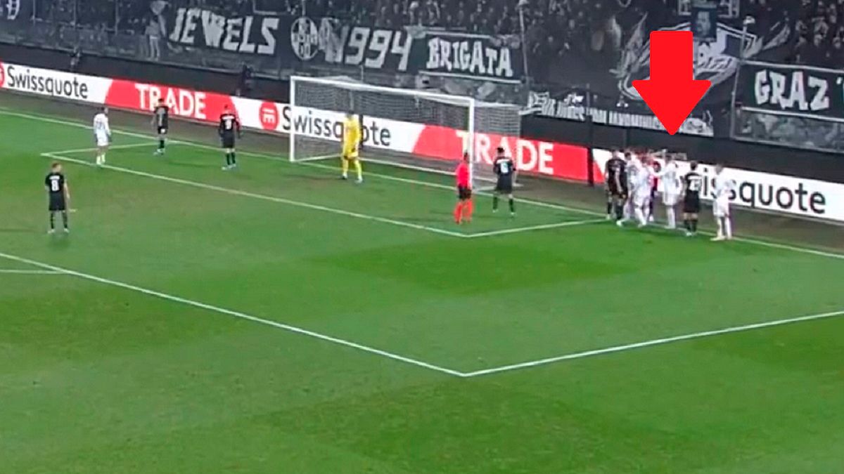 Twitter / Viaplay / Na zdjęciu: ustawienie graczy Rakowa przy rzucie rożnym