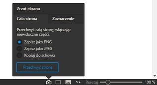 Zrzut całej strony lub zaznaczenia