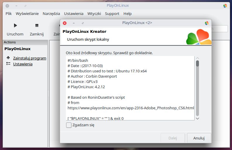 Skrypt do instalacji Photoshopa w PlayOnLinux