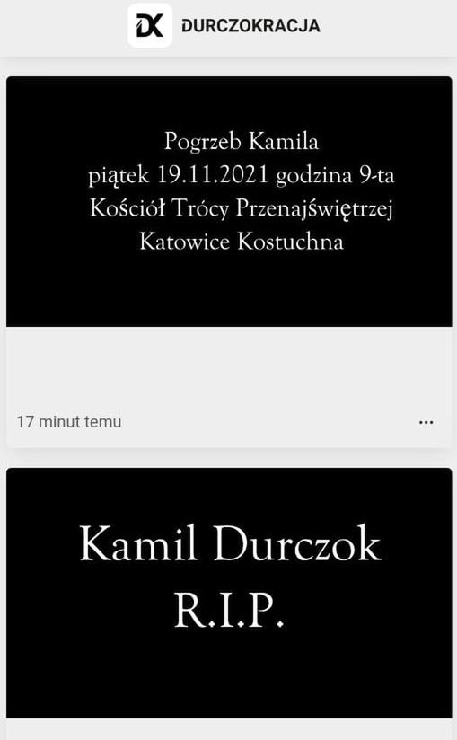 Pogrzeb Kamila Durczoka odbędzie się 19.11