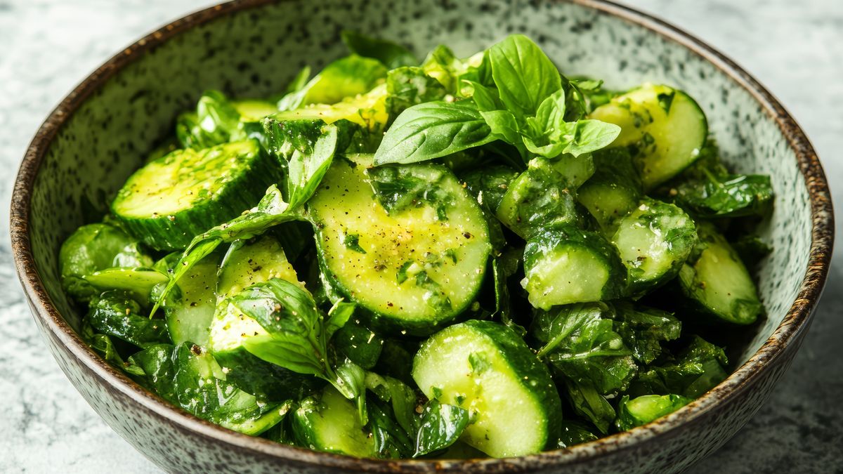 Mizeria bez śmietany, ale z porwanymi listkami bazylii