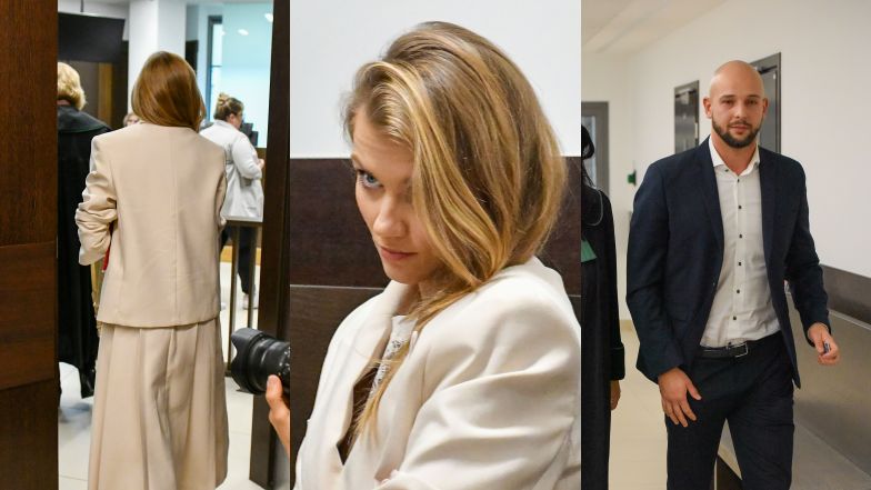 Agnieszka Kaczorowska i Maciej Pela na pierwszej rozprawie sądow