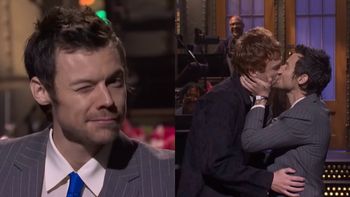 Harry Styles rozprawia się z plotkami i obdarowuje całusem gwiazdora SNL. "Teraz to jest QUEERBAITING"