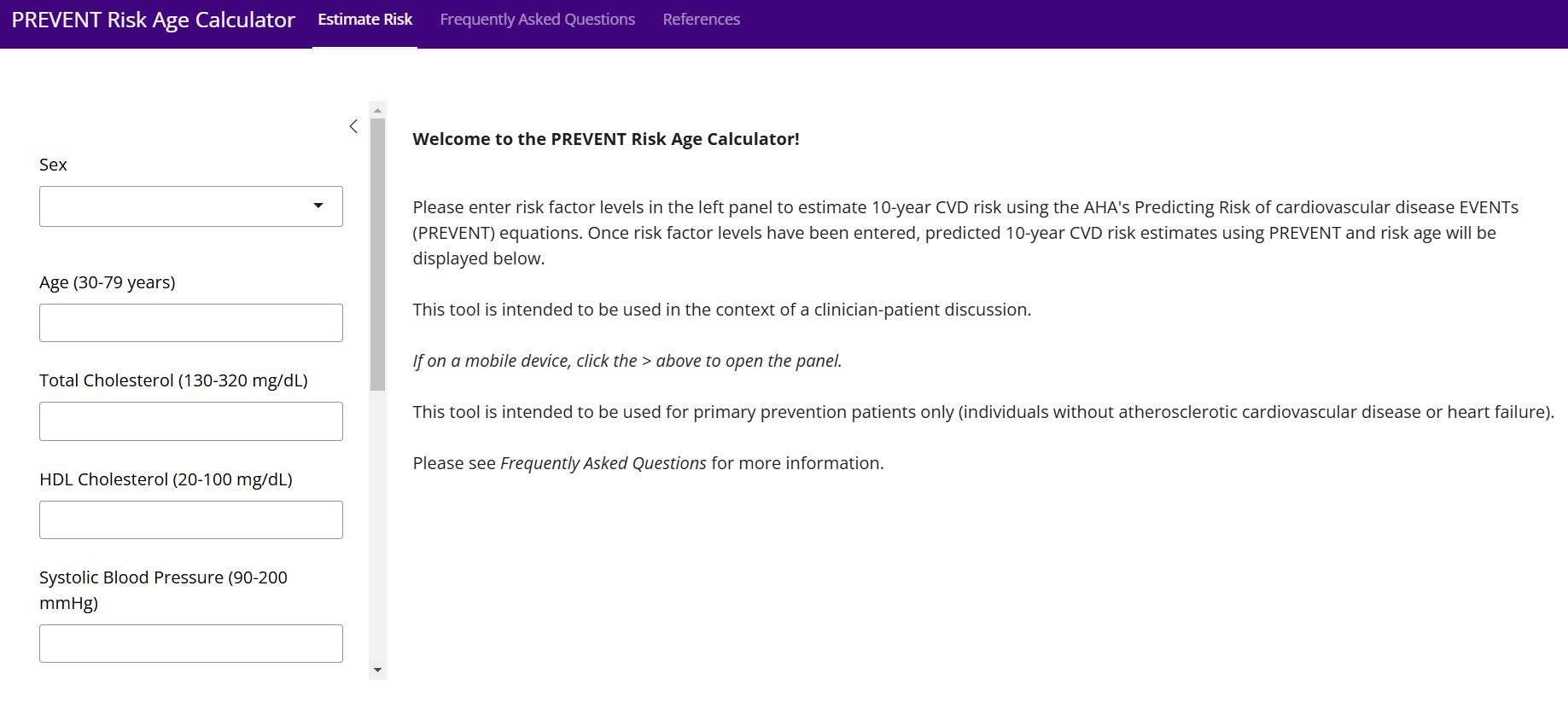 Kalkulator wieku serca i ryzyka chorób sercowo-naczyniowych