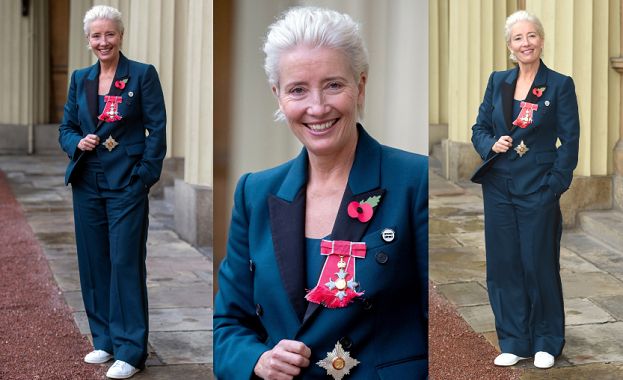 Wyluzowana Emma Thompson odbiera państwowe odznaczenie w... tenisówkach: "Wygoda ponad styl" (ZDJĘCIA)