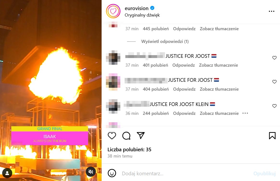 Fani wspierają Joosta Kleina