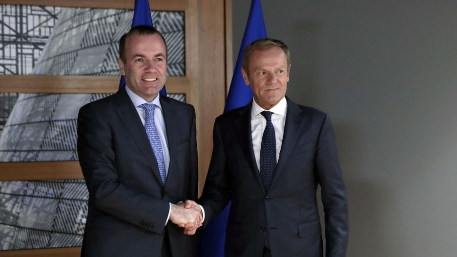 Na zdjęciu Manfred Weber i Donald Tusk 