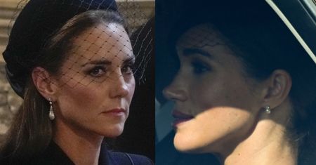 Meghan Markle na procesję żałobną założyła... kolczyki od Elżbiety II (ZDJĘCIA)