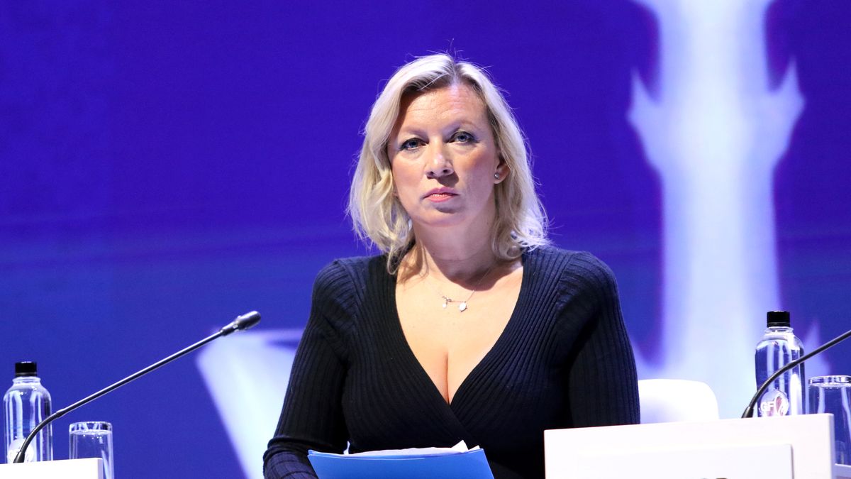 SAINT PETERSBURG, RUSSIA - 2025/10/09: Maria Zakharova, Director of the Information and Press Department of the Ministry of Foreign Affairs of the Russian Federation seen during the plenary session "The gas market 2025-2035: new outlines in the context of transformation" on the St. Petersburg International Gas Forum, which is taking place at the Expoforum. (Photo by Maksim Konstantinov/SOPA Images/LightRocket via Getty Images)