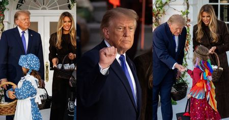 Donald i Melania Trump częstują dzieciaki cukierkami na Halloween. Przed Białym Domem stanęła gigantyczna kolejka. Miło? (ZDJĘCIA)