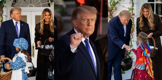 Donald i Melania Trump częstują dzieciaki cukierkami na Halloween. Przed Białym Domem stanęła gigantyczna kolejka. Miło? (ZDJĘCIA)